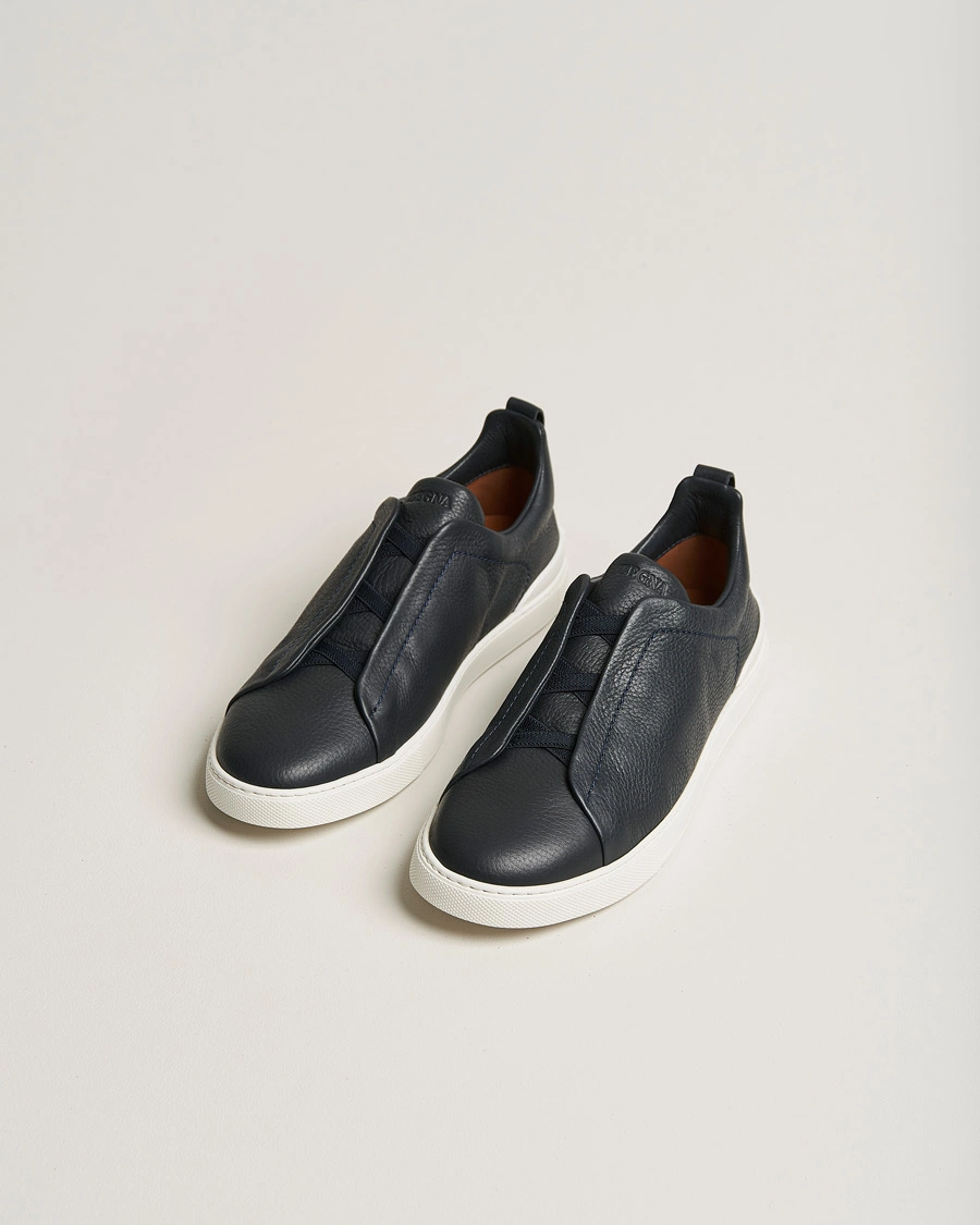 Homme | Sections | Zegna | Triple Stitch Sneakers Navy Deerskin