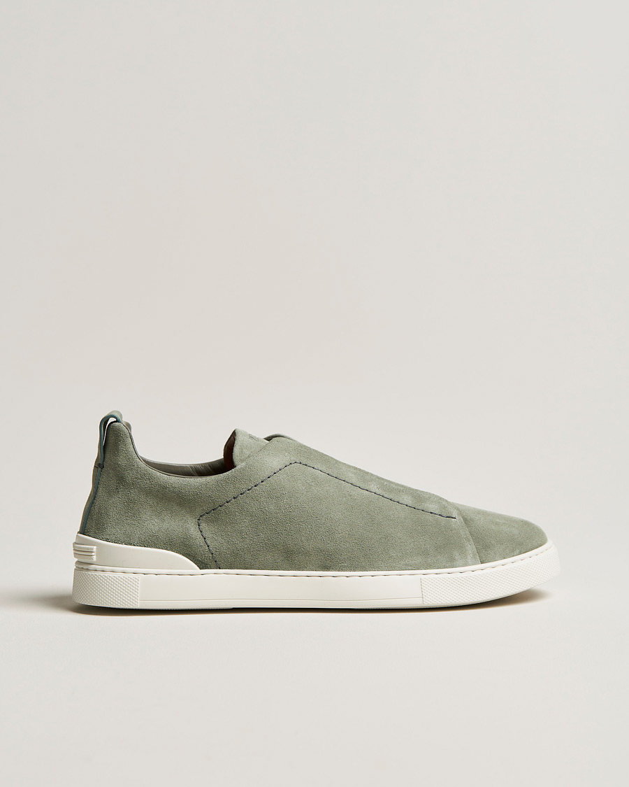 Homme | Zegna Triple Stitch Sneakers Olive Suede | Zegna | Triple Stitch Sneakers Olive Suede