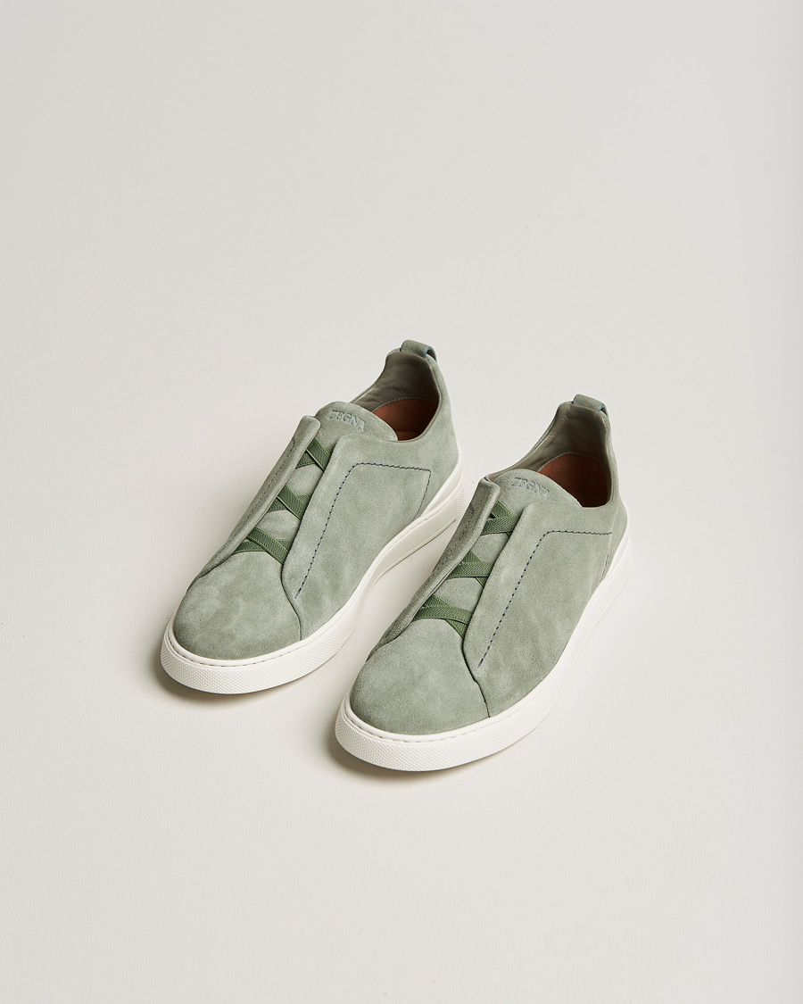 Homme | Zegna Triple Stitch Sneakers Olive Suede | Zegna | Triple Stitch Sneakers Olive Suede
