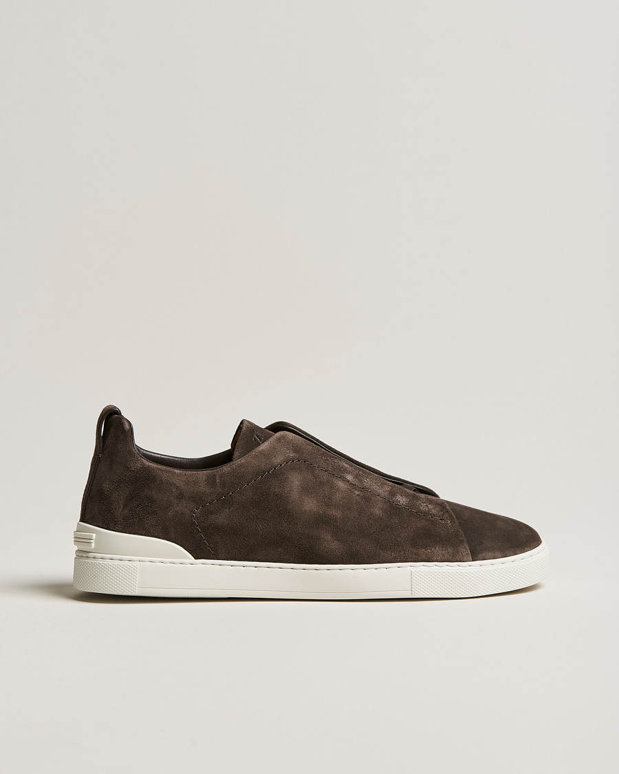 Homme | Zegna Triple Stitch Sneakers Dark Brown Suede | Zegna | Triple Stitch Sneakers Dark Brown Suede