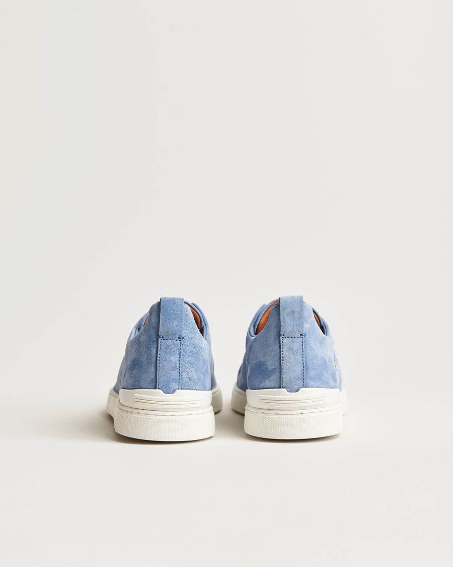 Homme | Zegna Triple Stitch Sneakers Light Blue Suede | Zegna | Triple Stitch Sneakers Light Blue Suede