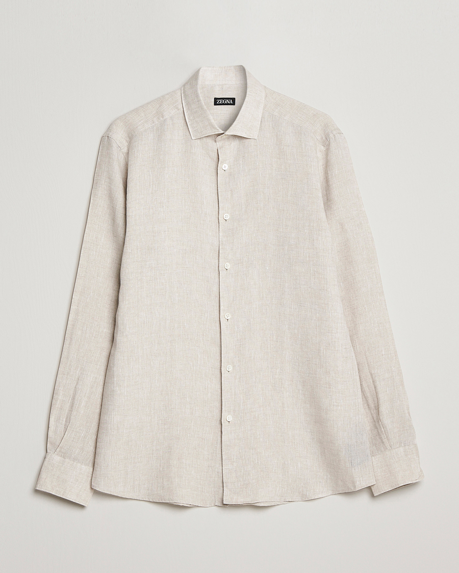 Homme | Chemises | Zegna | Slim Fit Linen Shirt Light Beige