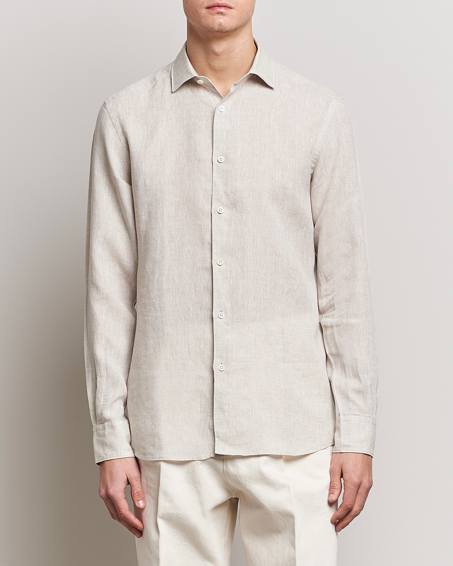 Homme | Chemises | Zegna | Slim Fit Linen Shirt Light Beige