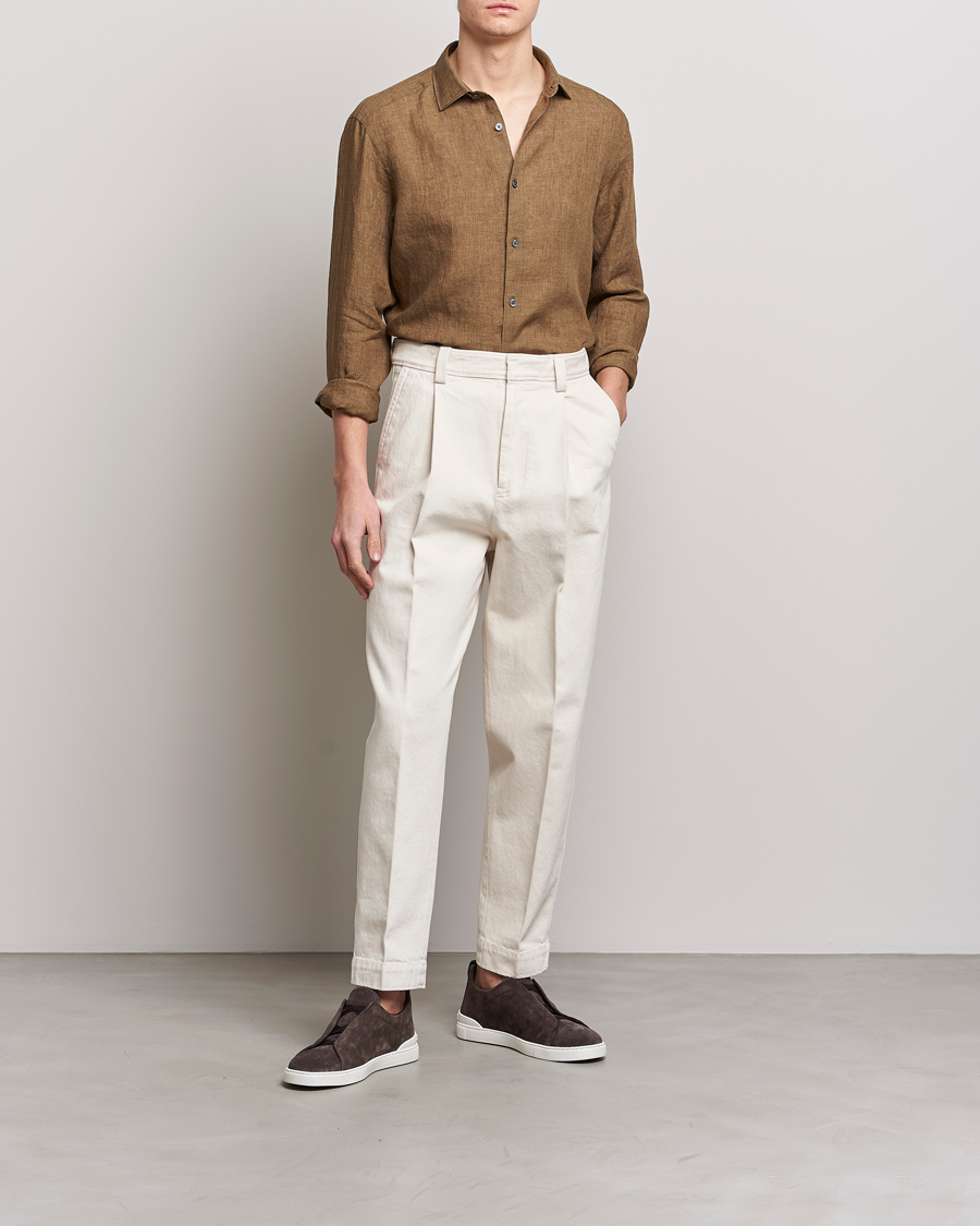 Homme | Chemises | Zegna | Slim Fit Linen Shirt Olive