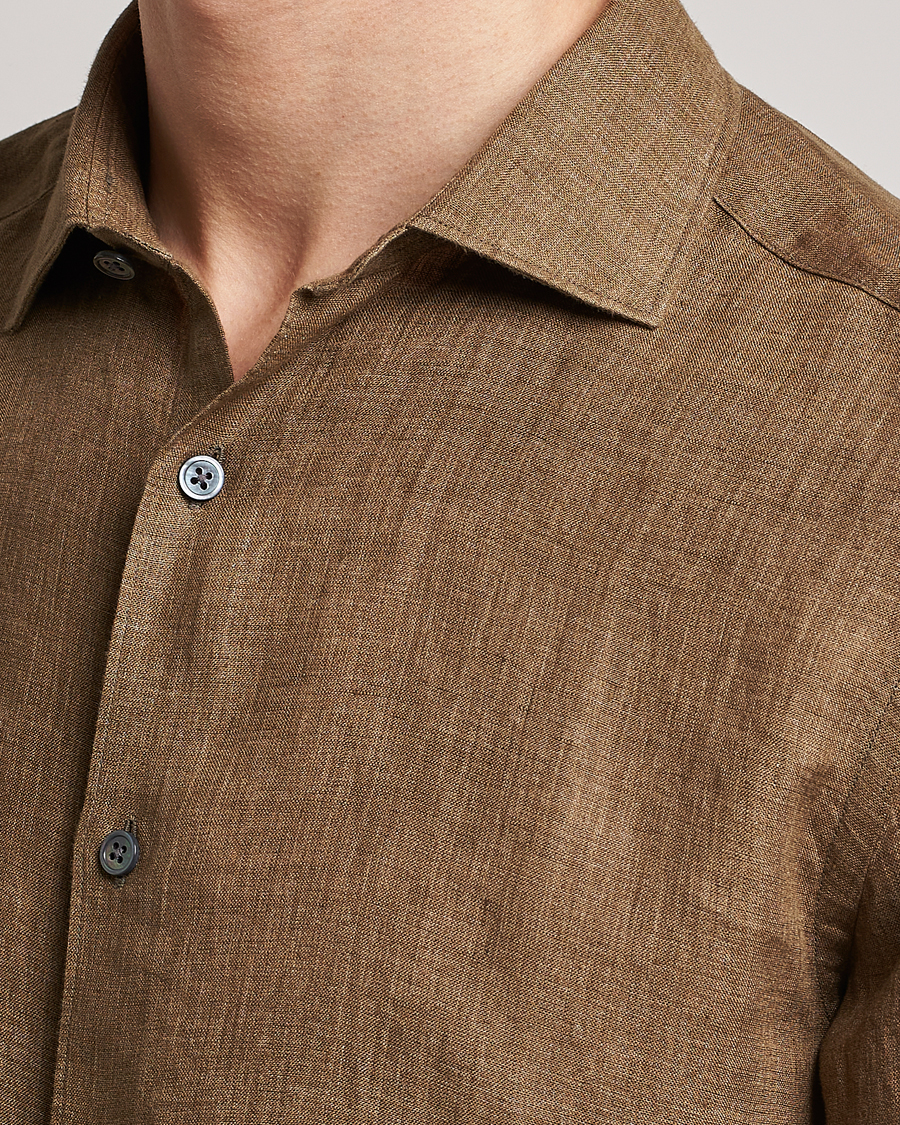 Homme | Chemises | Zegna | Slim Fit Linen Shirt Olive