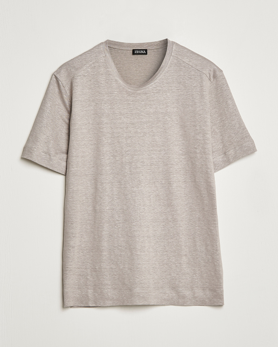 Homme | T-shirts | Zegna | Pure Linen T-Shirt Taupe