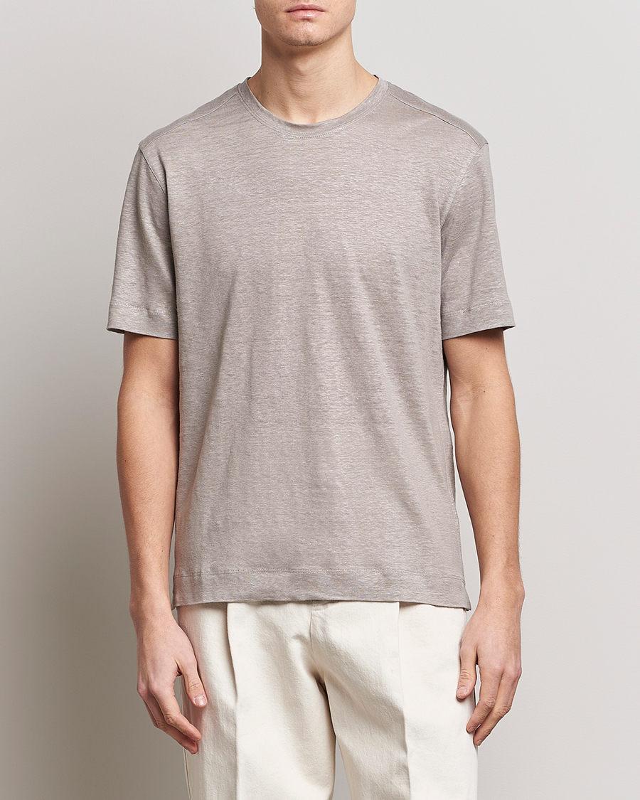 Homme | T-shirts | Zegna | Pure Linen T-Shirt Taupe