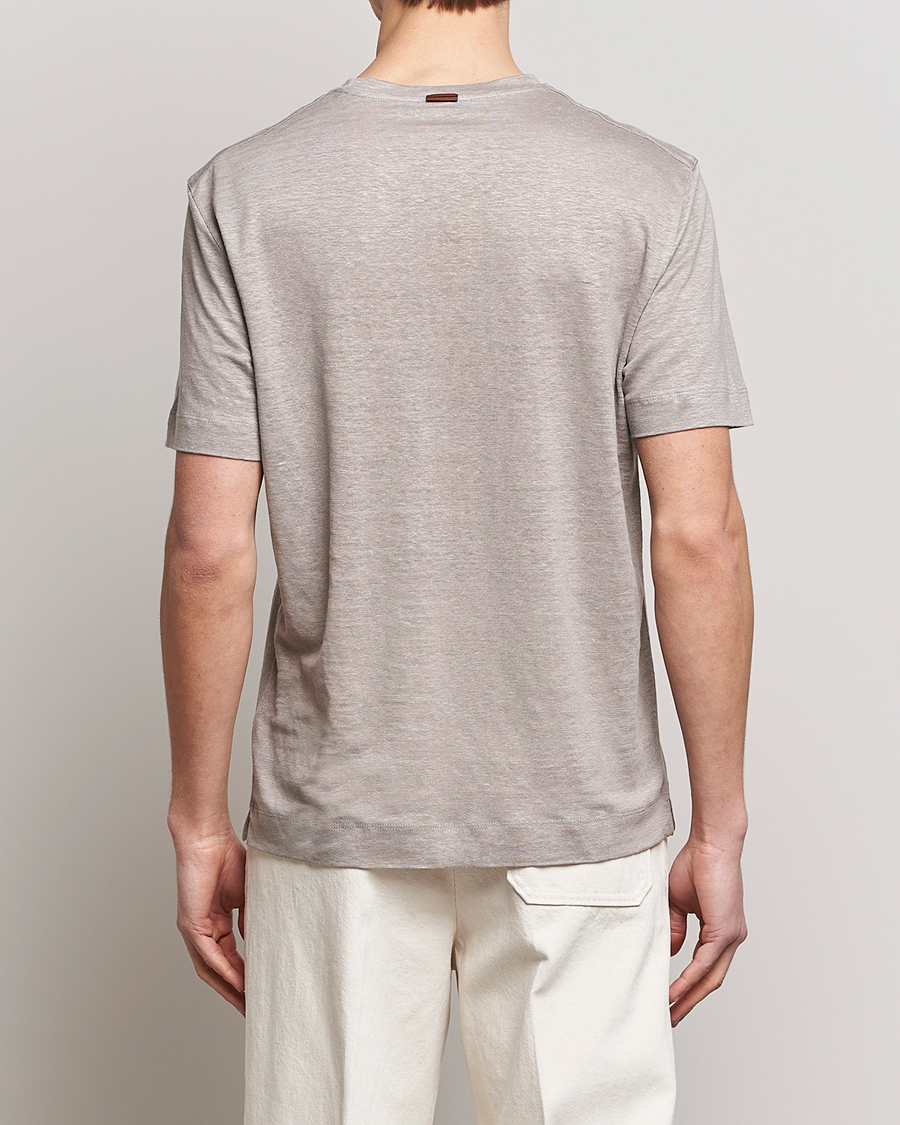 Homme | T-shirts | Zegna | Pure Linen T-Shirt Taupe