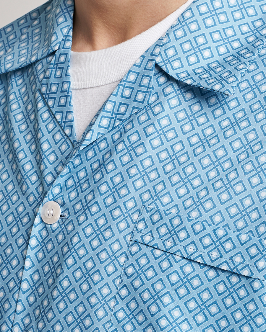 Homme | Peignoirs Et Pyjamas | Derek Rose | Shortie Printed Cotton Pyjama Set Blue