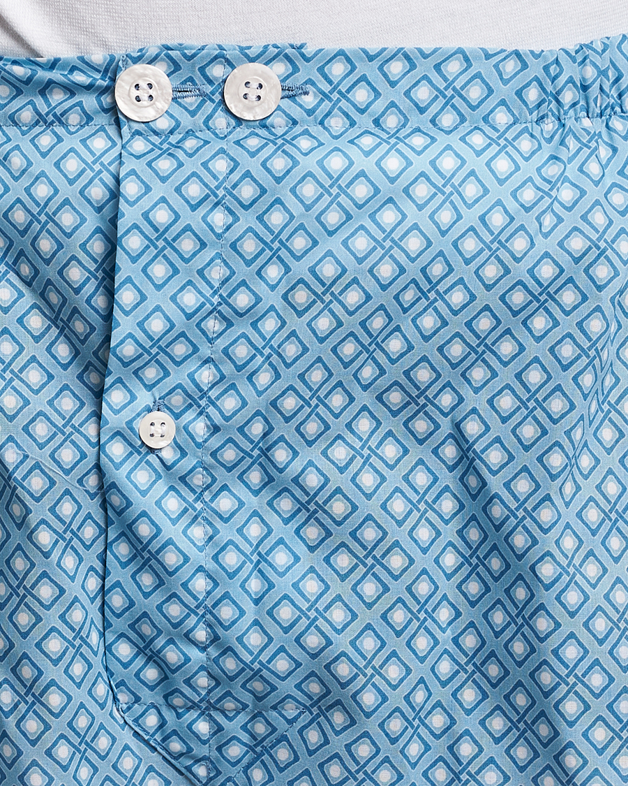 Homme | Peignoirs Et Pyjamas | Derek Rose | Shortie Printed Cotton Pyjama Set Blue