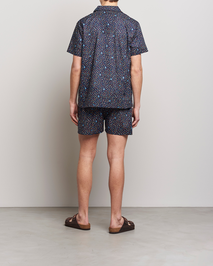 Homme | Peignoirs Et Pyjamas | Derek Rose | Shortie Printed Cotton Pyjama Set Navy Multi