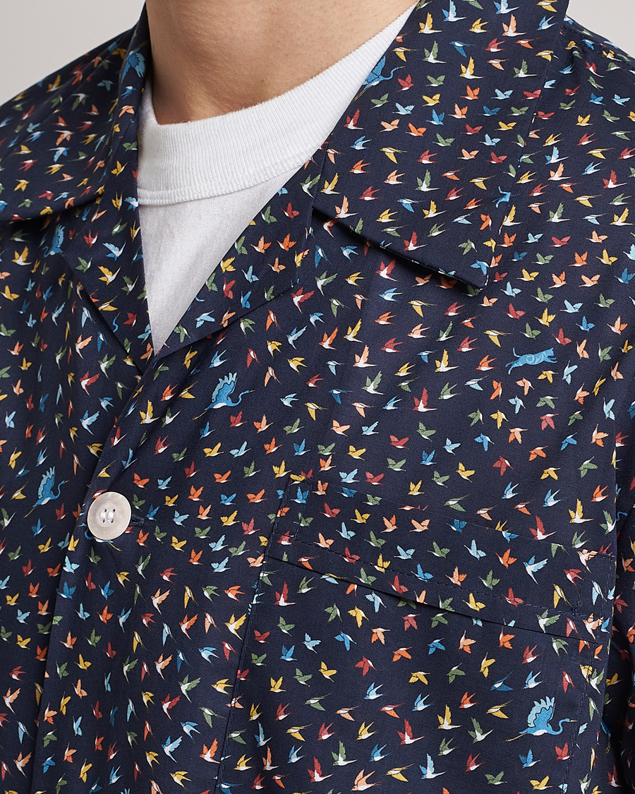 Homme | Peignoirs Et Pyjamas | Derek Rose | Shortie Printed Cotton Pyjama Set Navy Multi