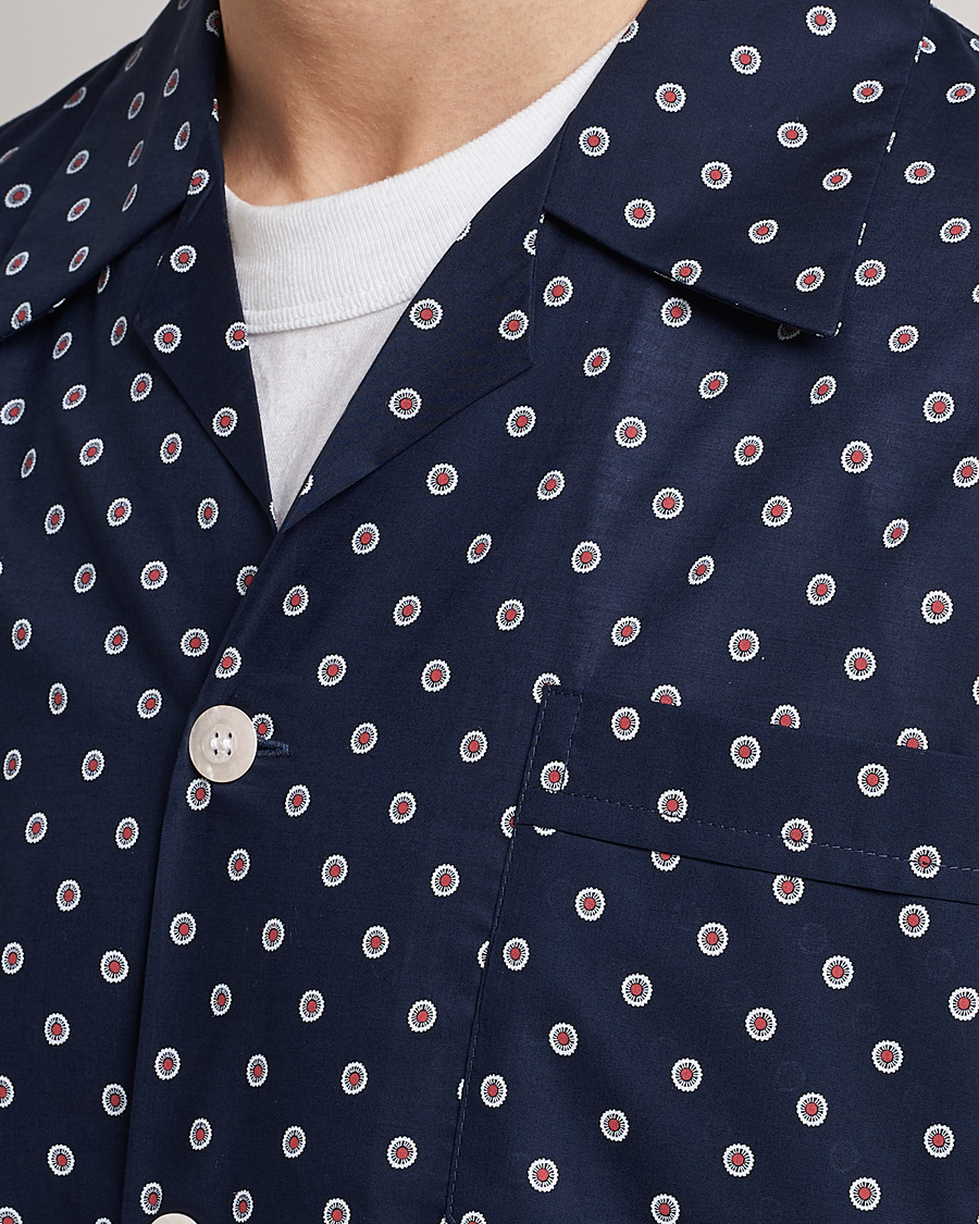 Homme | Peignoirs Et Pyjamas | Derek Rose | Shortie Printed Cotton Pyjama Set Navy