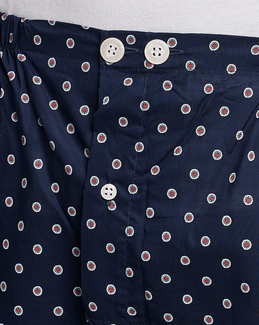 Homme | Peignoirs Et Pyjamas | Derek Rose | Shortie Printed Cotton Pyjama Set Navy