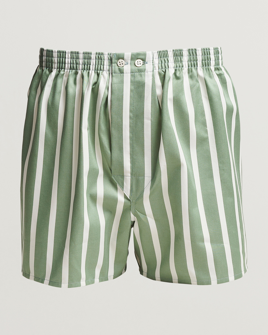 Homme | Sous-Vêtements Et Chaussettes | Derek Rose | Classic Fit Striped Cotton Boxer Shorts Green/White
