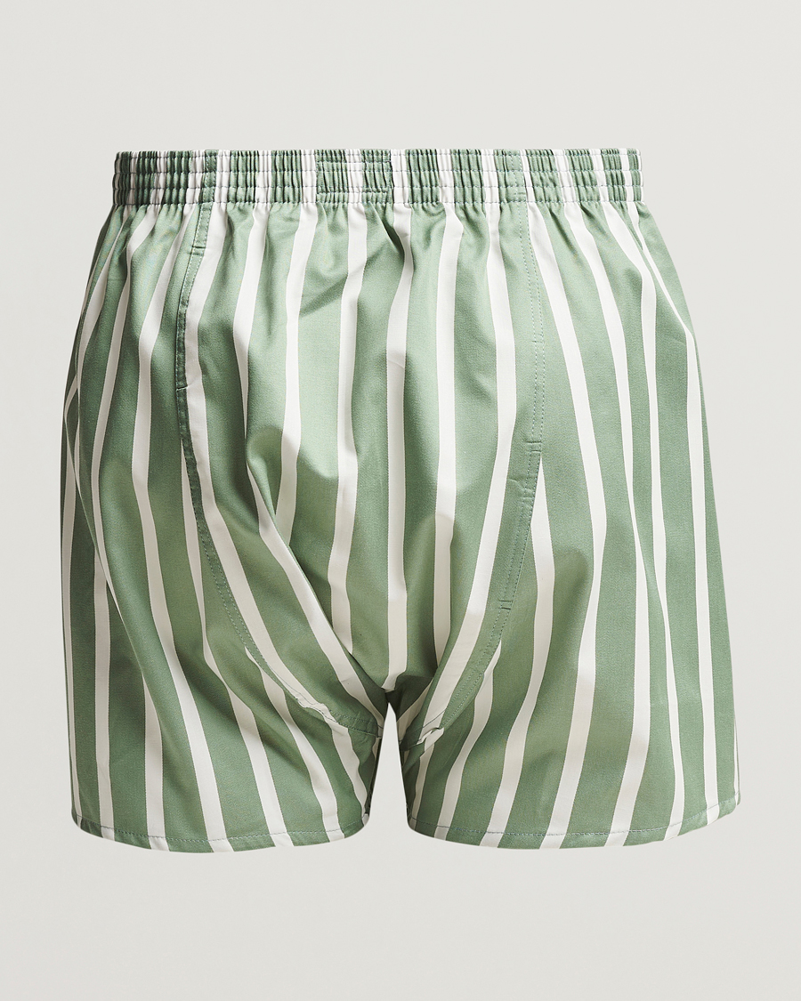 Homme | Sous-Vêtements Et Chaussettes | Derek Rose | Classic Fit Striped Cotton Boxer Shorts Green/White