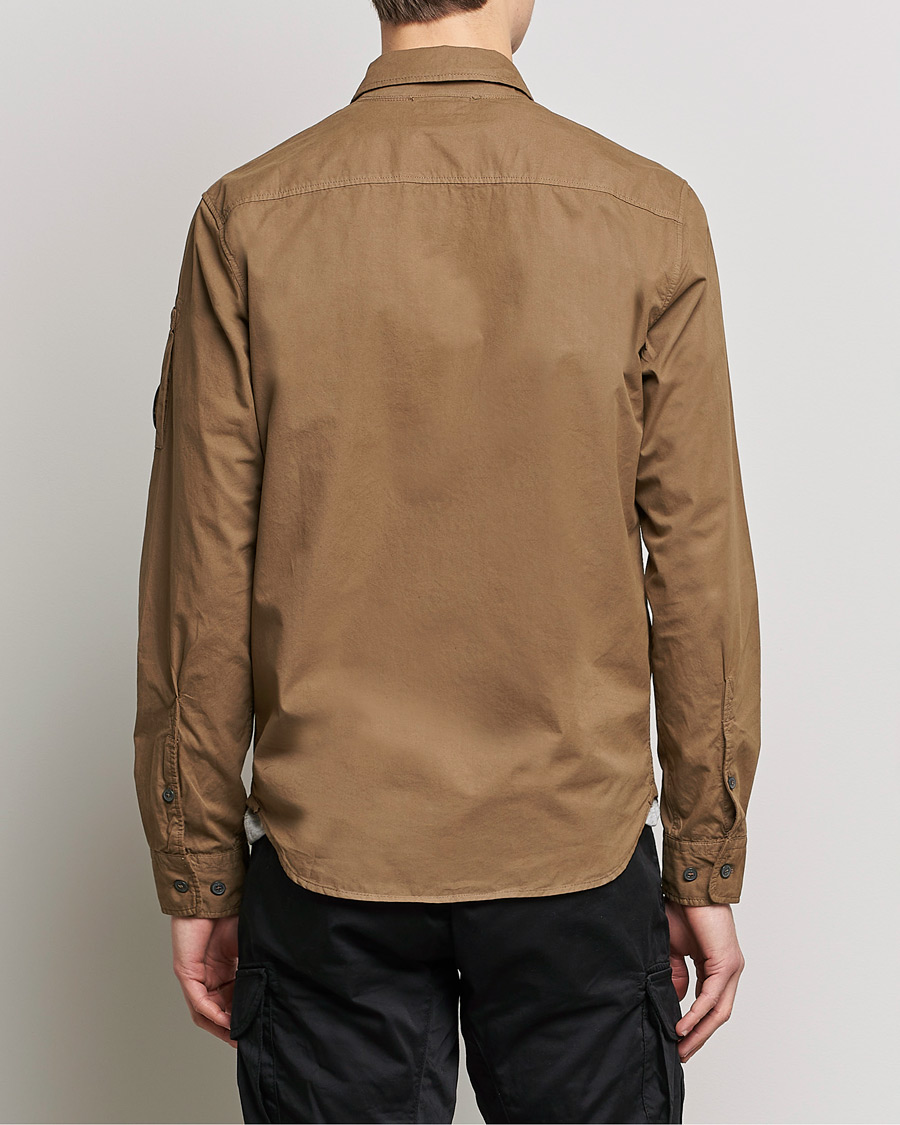 Homme | Chemises | C.P. Company | Garment Dyed Gabardine Zip Shirt Jacket Khaki brown