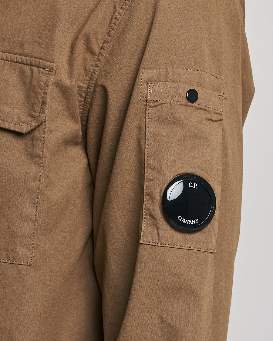Homme | Chemises | C.P. Company | Garment Dyed Gabardine Zip Shirt Jacket Khaki brown