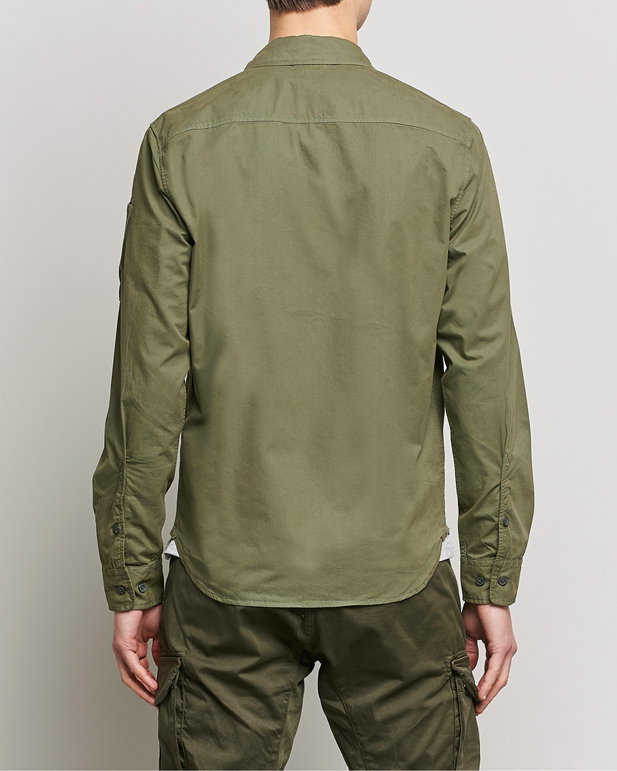 Homme | Chemises | C.P. Company | Garment Dyed Gabardine Zip Shirt Jacket Olive