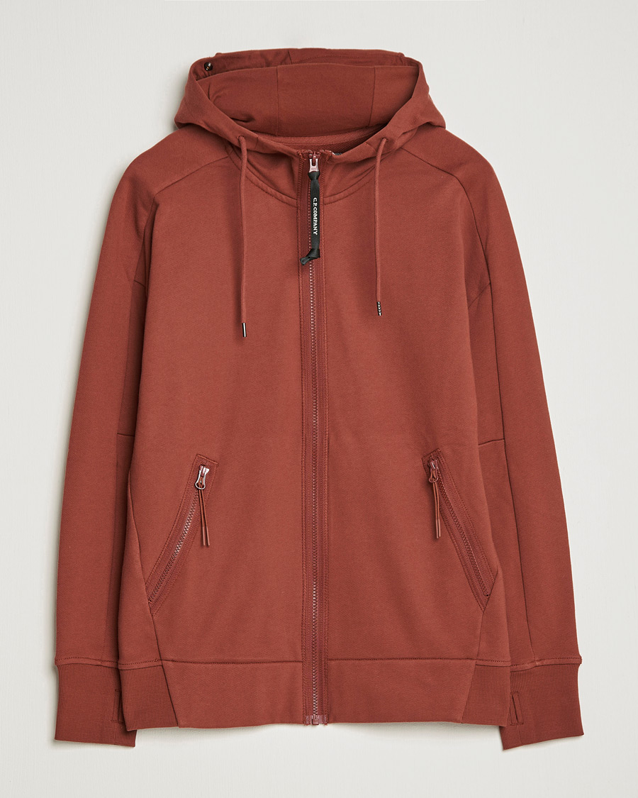 Homme | Pulls Et Tricots | C.P. Company | Diagonal Raised Fleece Full Zip Goggle Hoodie Rust