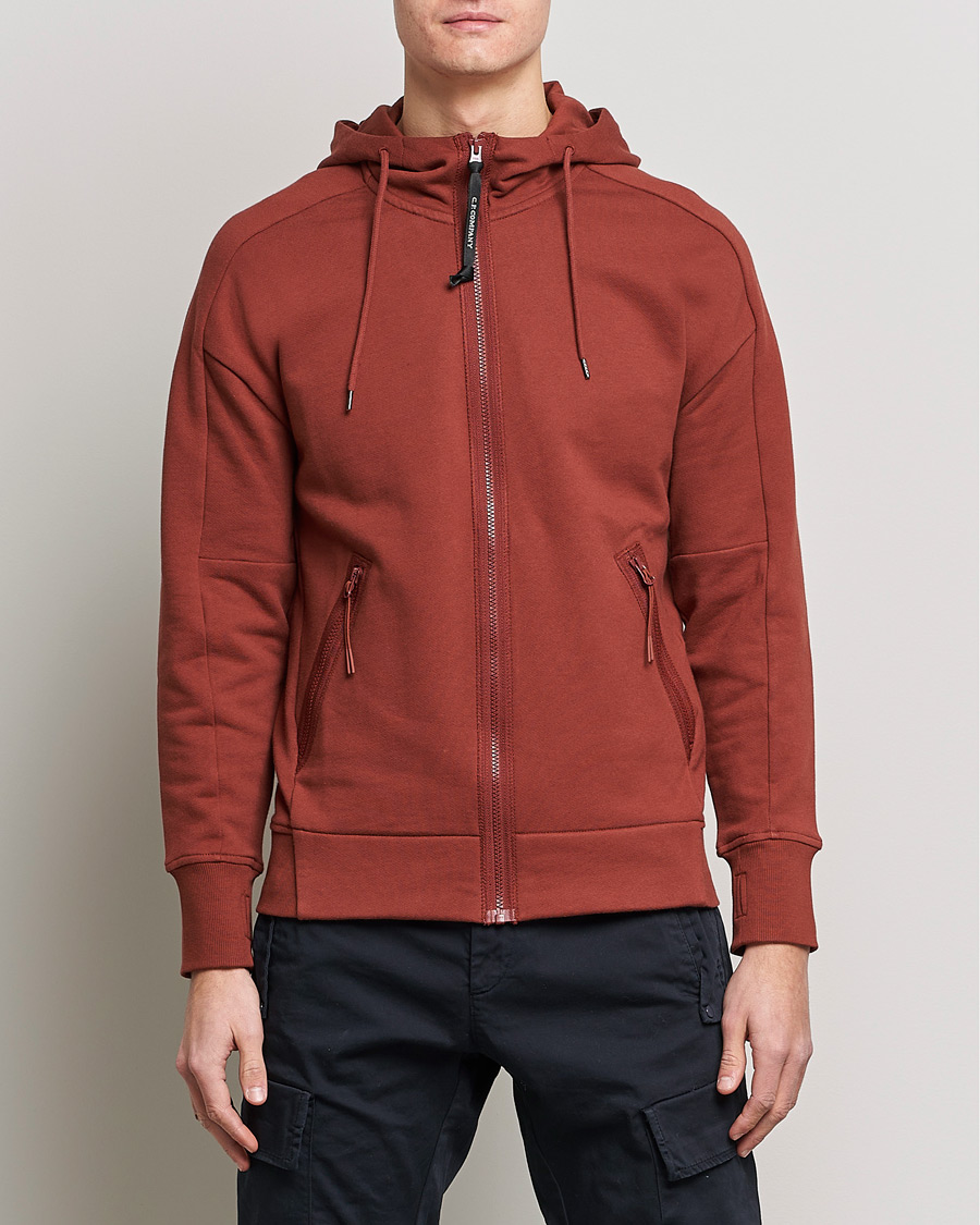 Homme | Pulls Et Tricots | C.P. Company | Diagonal Raised Fleece Full Zip Goggle Hoodie Rust