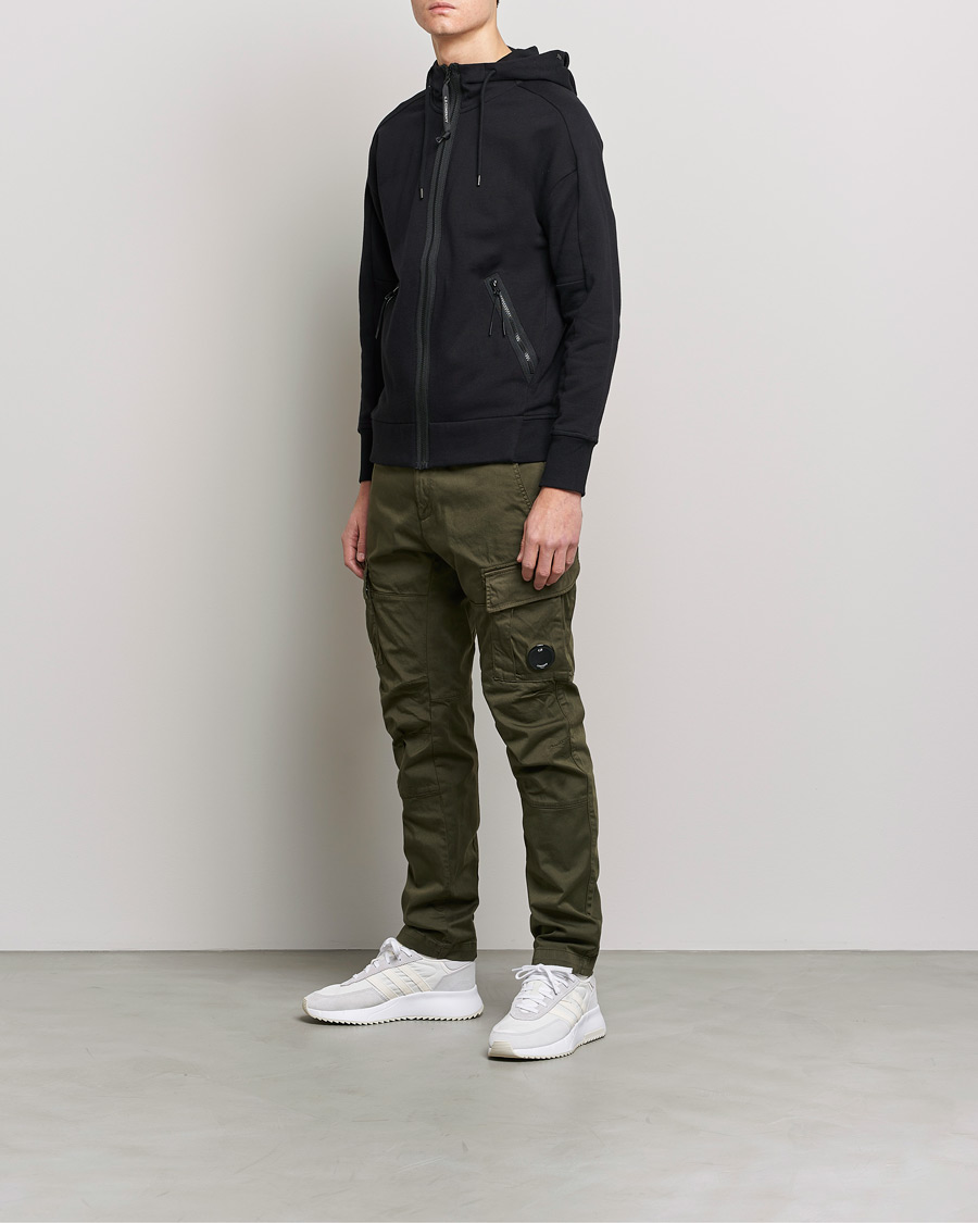 Homme | Pulls Et Tricots | C.P. Company | Diagonal Raised Fleece Full Zip Goggle Hoodie Black