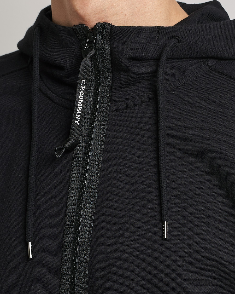 Homme | Pulls Et Tricots | C.P. Company | Diagonal Raised Fleece Full Zip Goggle Hoodie Black