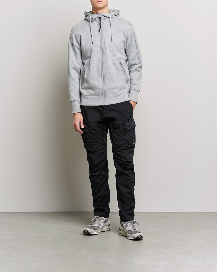 Homme | Pulls Et Tricots | C.P. Company | Diagonal Raised Fleece Full Zip Goggle Hoodie Grey