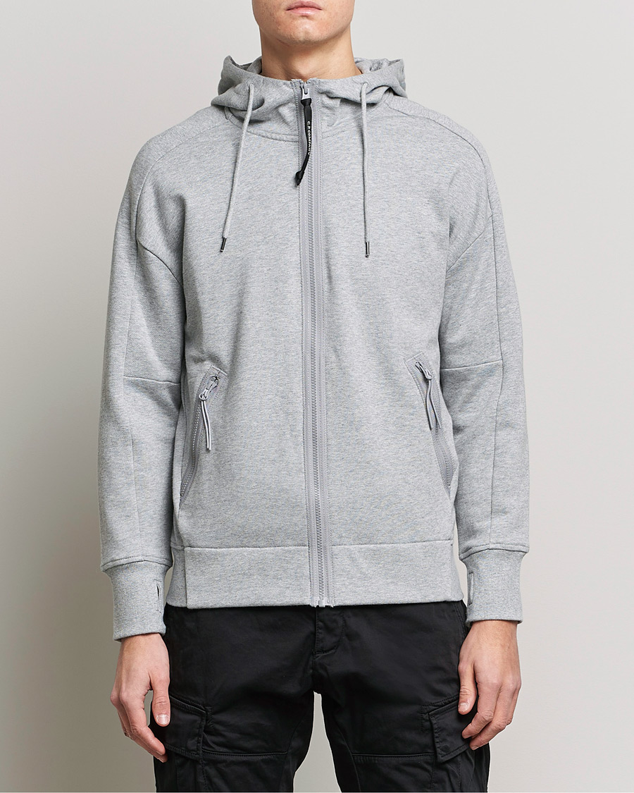 Homme | Pulls Et Tricots | C.P. Company | Diagonal Raised Fleece Full Zip Goggle Hoodie Grey