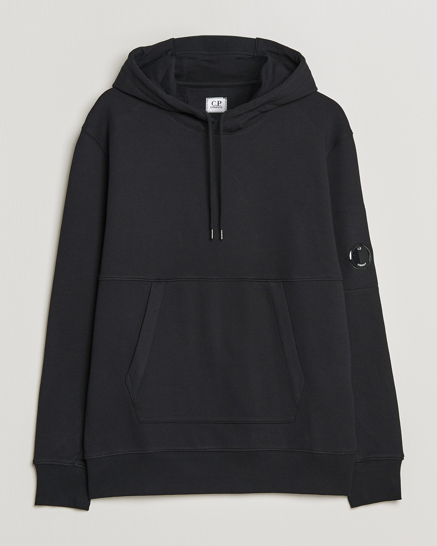 Homme | Pulls Et Tricots | C.P. Company | Diagonal Raised Fleece Hooded Lens Sweatshirt Black