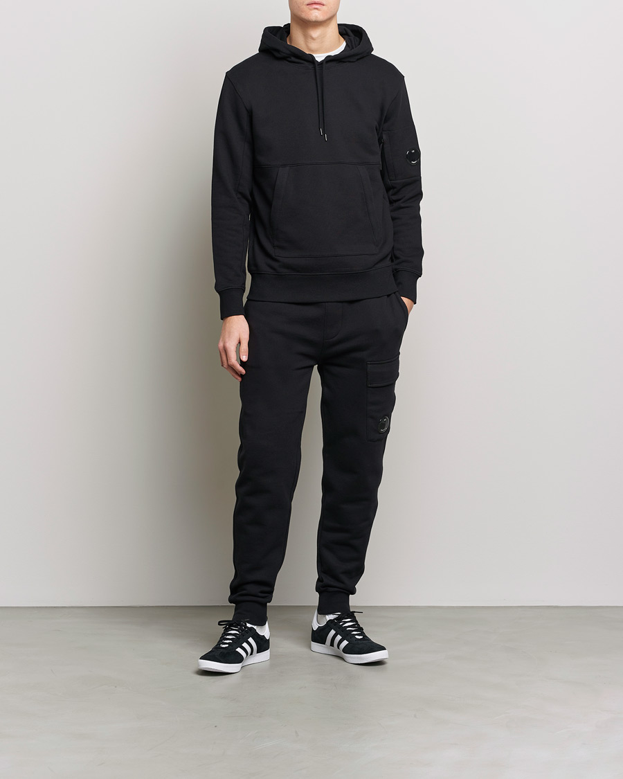 Homme | Pulls Et Tricots | C.P. Company | Diagonal Raised Fleece Hooded Lens Sweatshirt Black