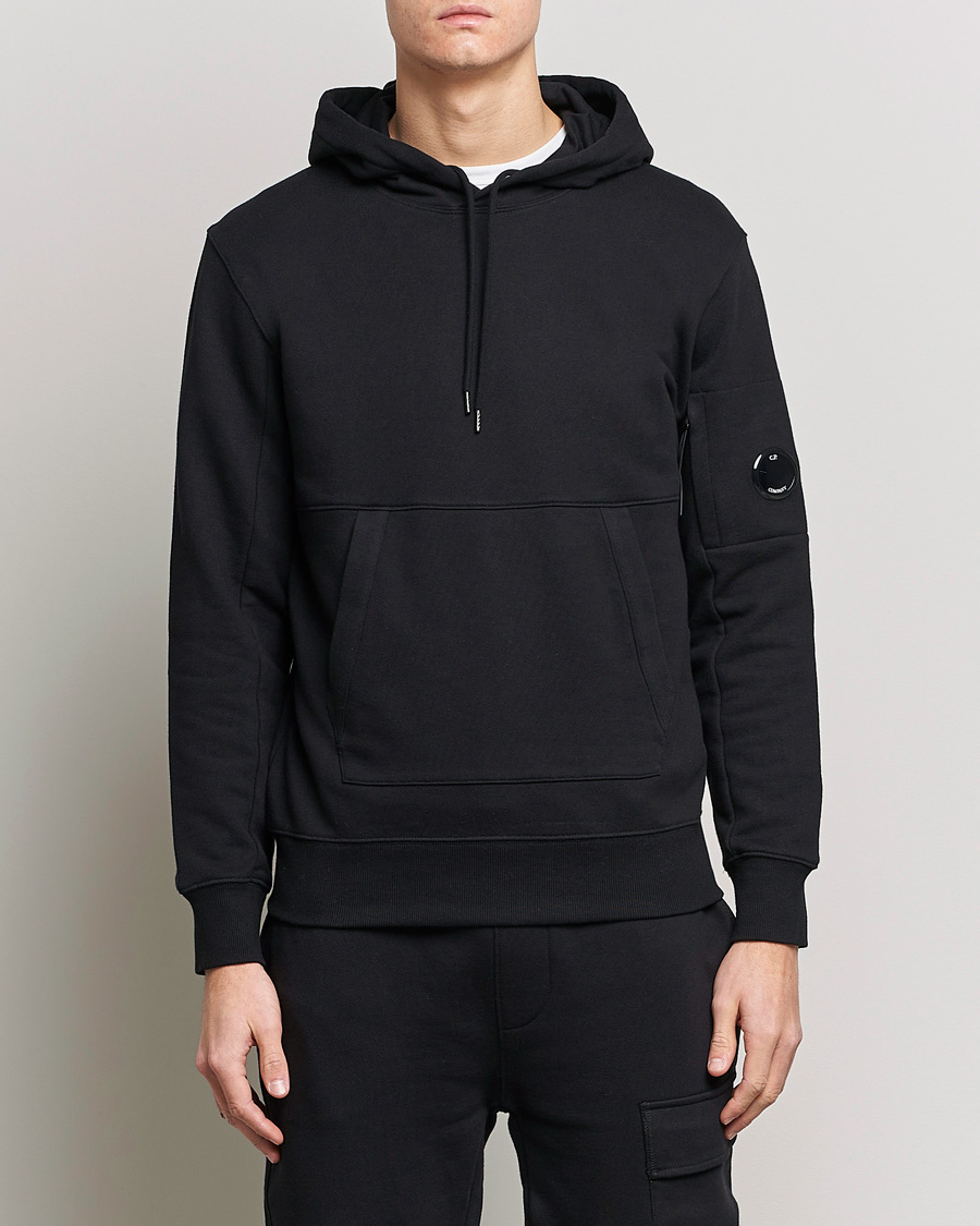 Homme | Pulls Et Tricots | C.P. Company | Diagonal Raised Fleece Hooded Lens Sweatshirt Black