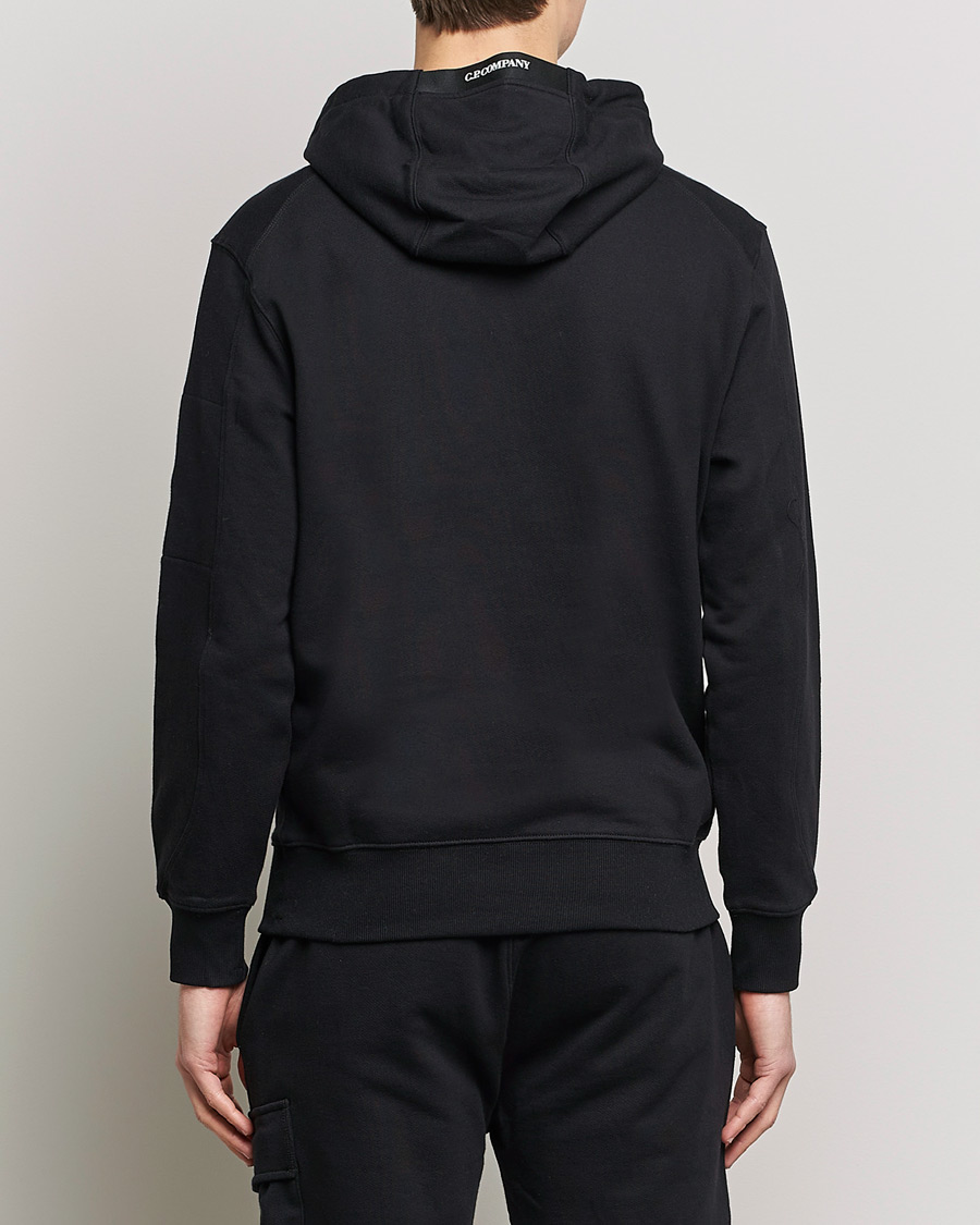Homme | Pulls Et Tricots | C.P. Company | Diagonal Raised Fleece Hooded Lens Sweatshirt Black