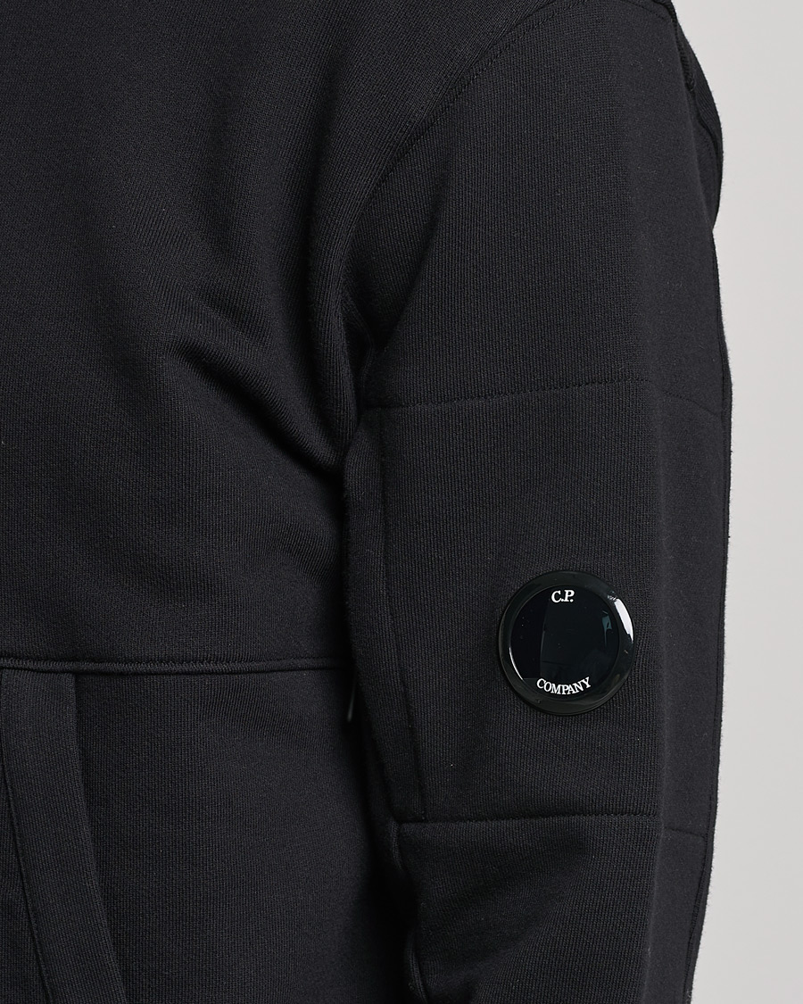 Homme | Pulls Et Tricots | C.P. Company | Diagonal Raised Fleece Hooded Lens Sweatshirt Black