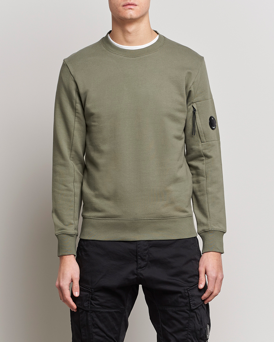 Homme | Pulls Et Tricots | C.P. Company | Diagonal Raised Fleece Lens Sweatshirt Olive