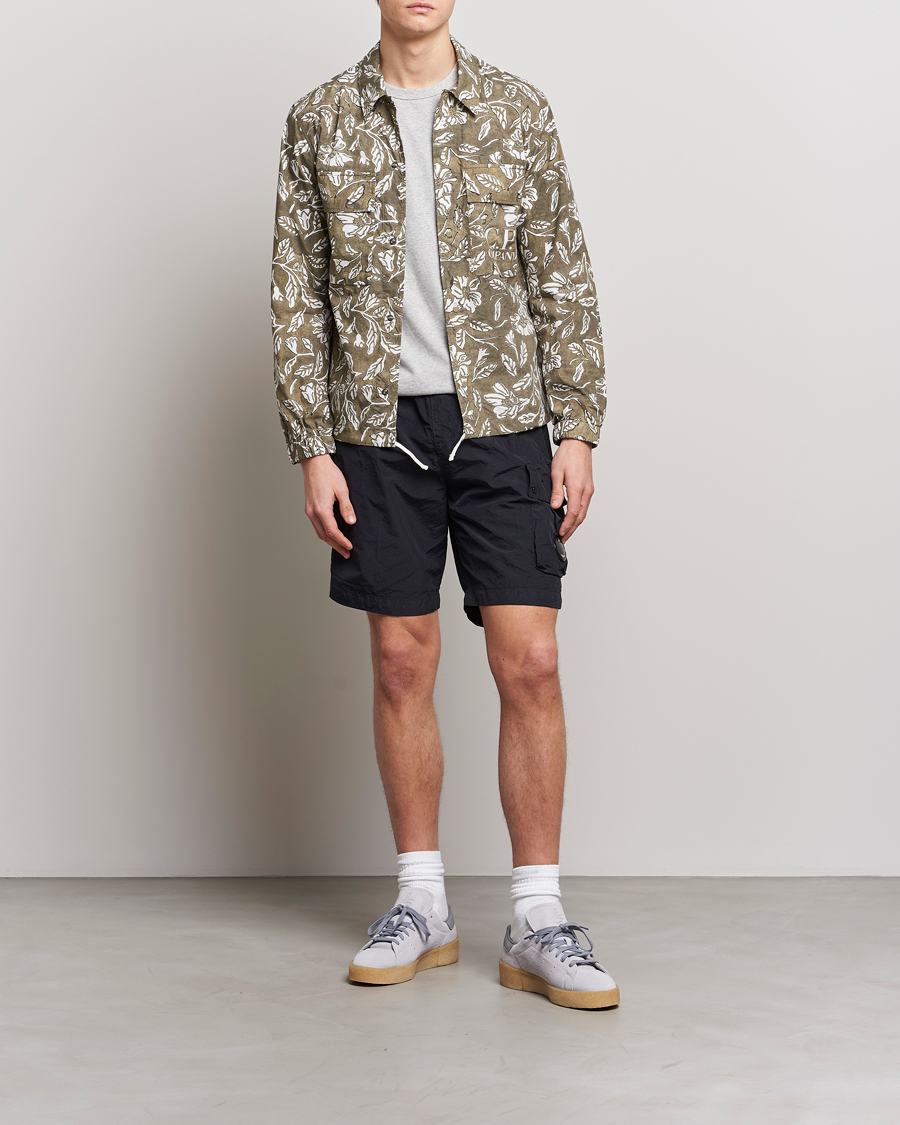 Homme | Chemises | C.P. Company | Garment Dyed Printed Popline Overshirt Olive