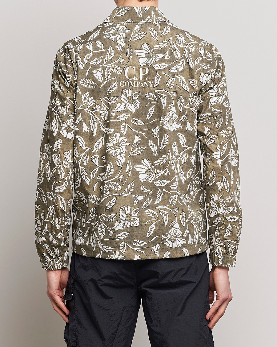 Homme | Chemises | C.P. Company | Garment Dyed Printed Popline Overshirt Olive