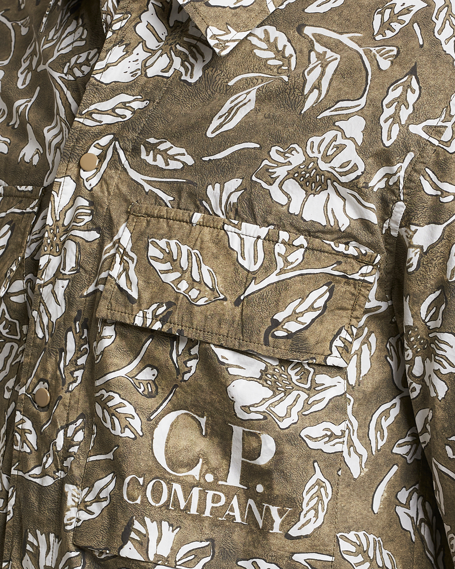 Homme | Chemises | C.P. Company | Garment Dyed Printed Popline Overshirt Olive