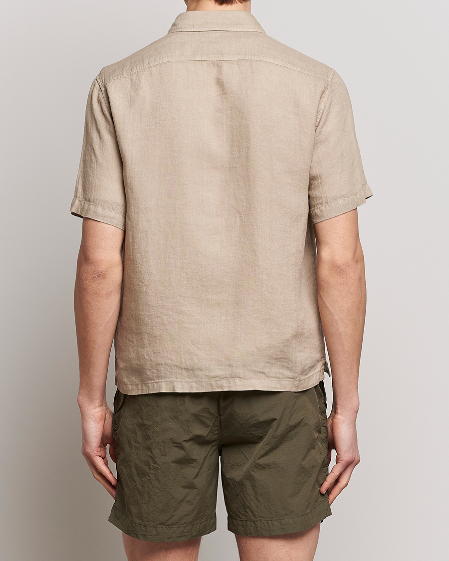 Homme | Chemises | C.P. Company | Short Sleeve Pocket Linen Shirt Taupe