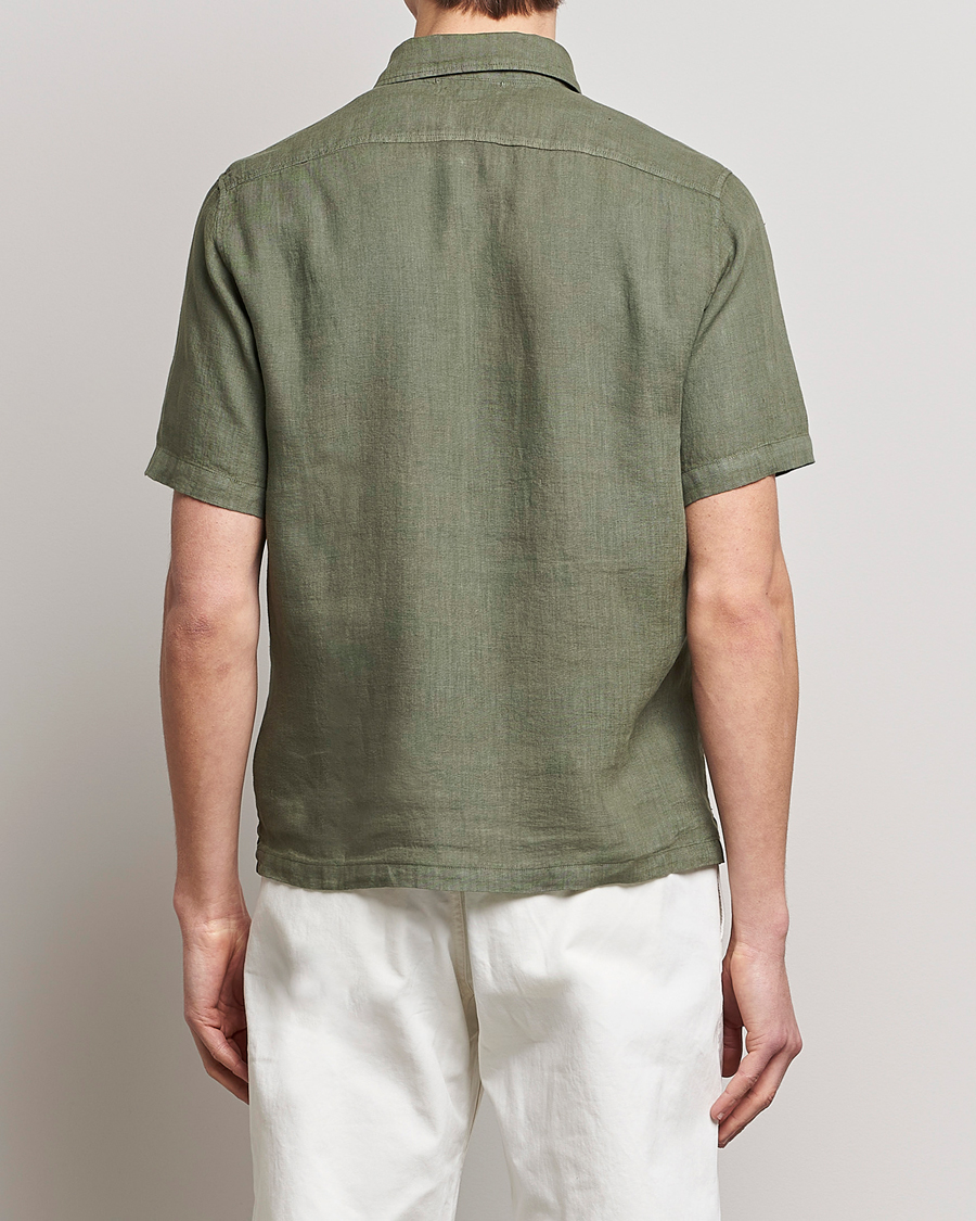 Homme | Chemises | C.P. Company | Short Sleeve Pocket Linen Shirt Olive