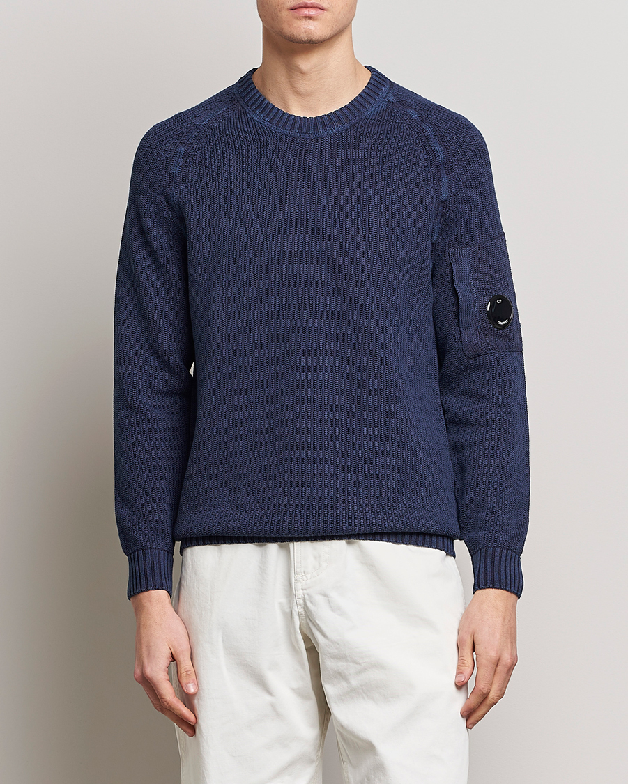 Homme | Pulls Et Tricots | C.P. Company | Cotton Crepe Special Dyed Knitted Crewneck Navy