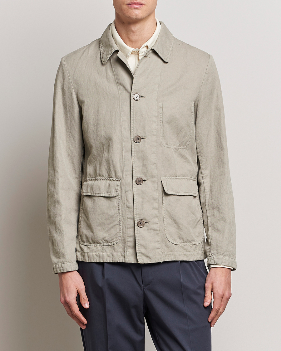 Homme | Manteaux Et Vestes | Aspesi | Tadao Cotton/Linen Shirt Jacket Khaki