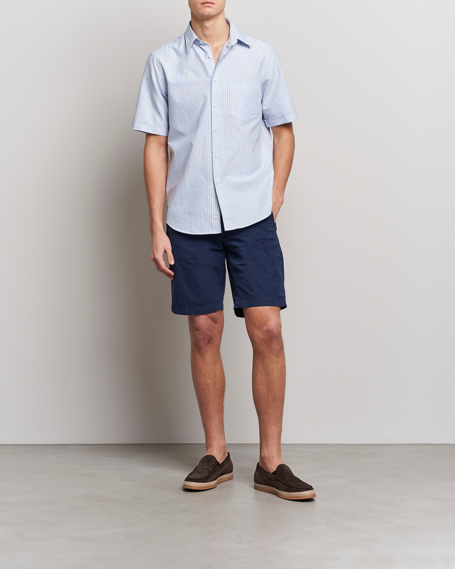 Homme | Chemises | Aspesi | Striped Oxford Camp Shirt Light Blue