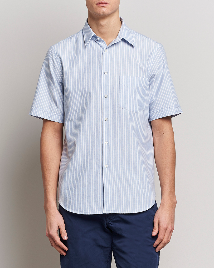 Homme | Chemises | Aspesi | Striped Oxford Camp Shirt Light Blue