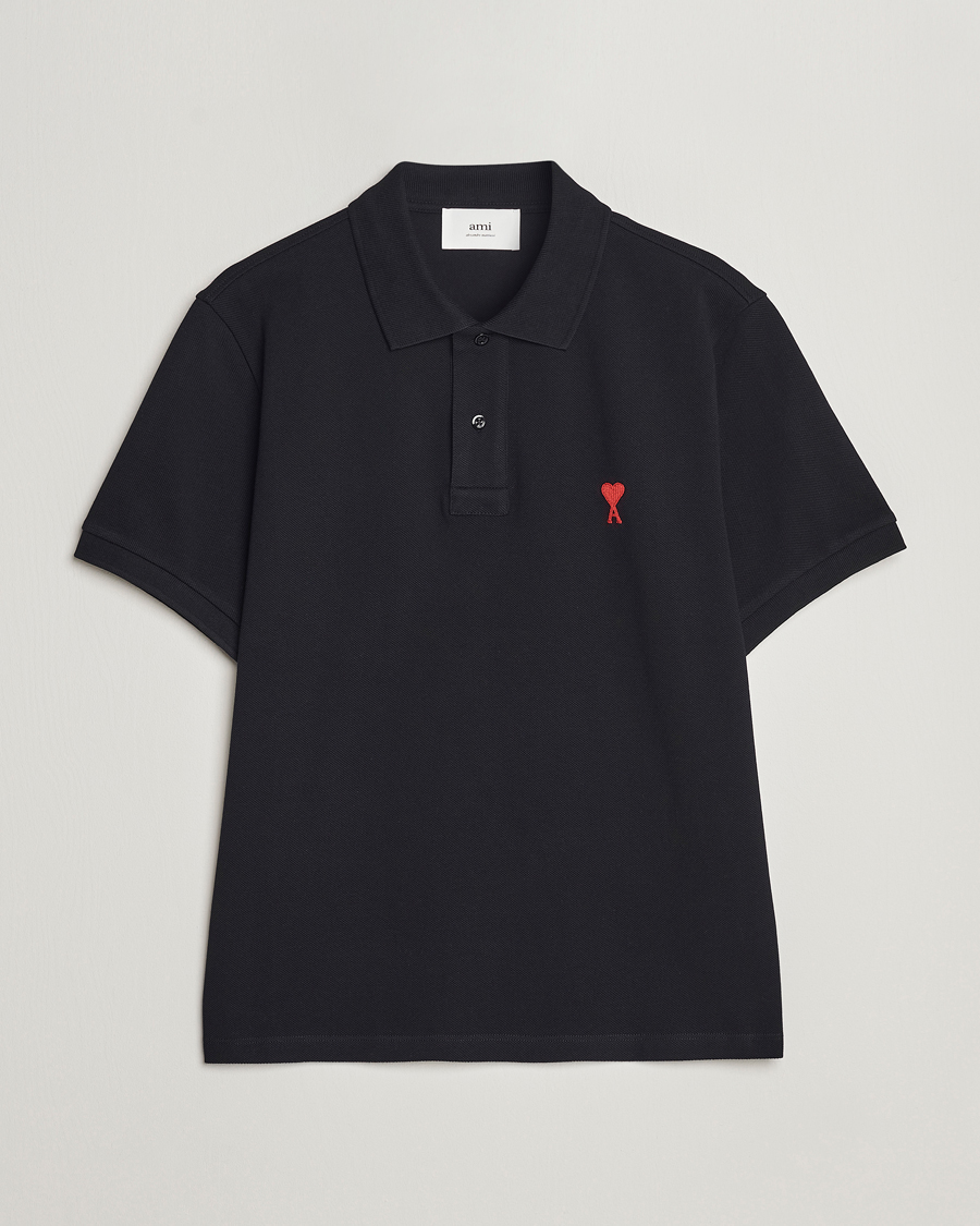 Homme | Polos | AMI | Heart Logo Piquet Polo Black
