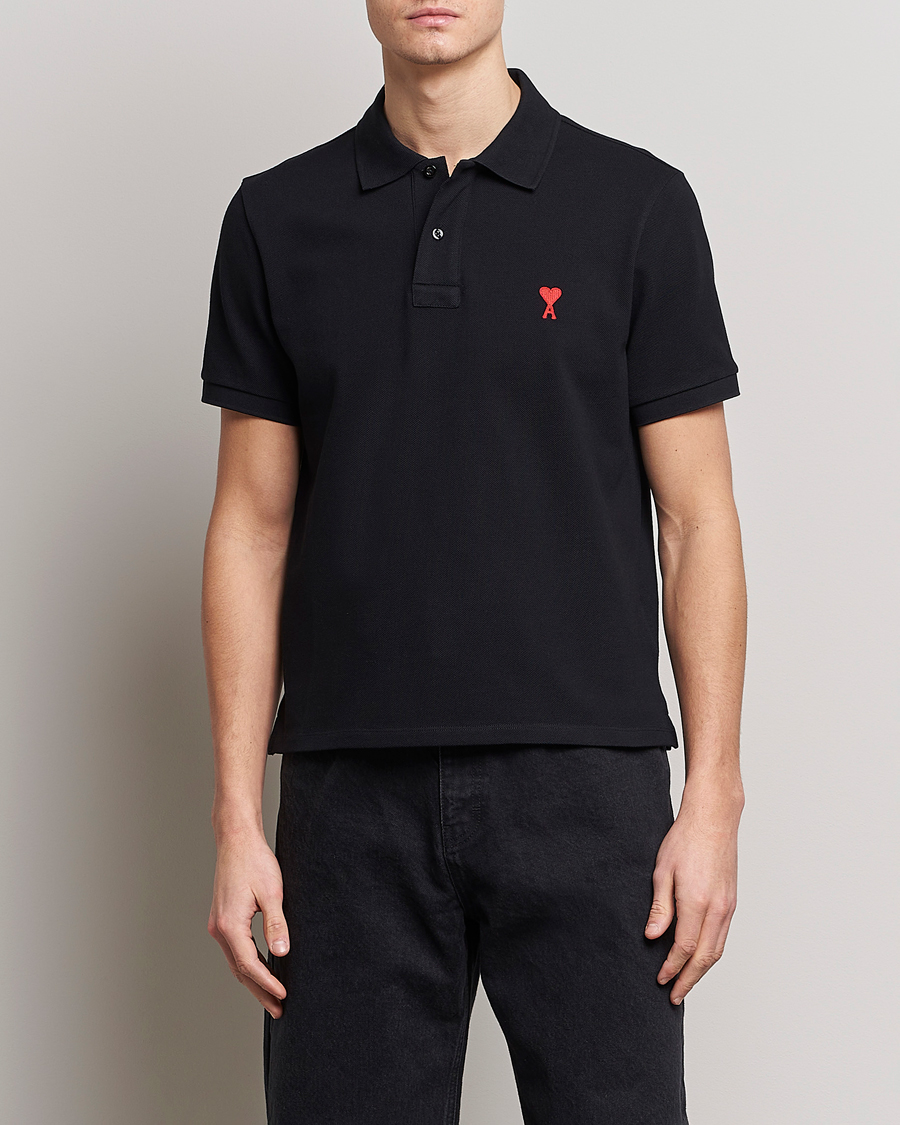 Homme | Polos | AMI | Heart Logo Piquet Polo Black