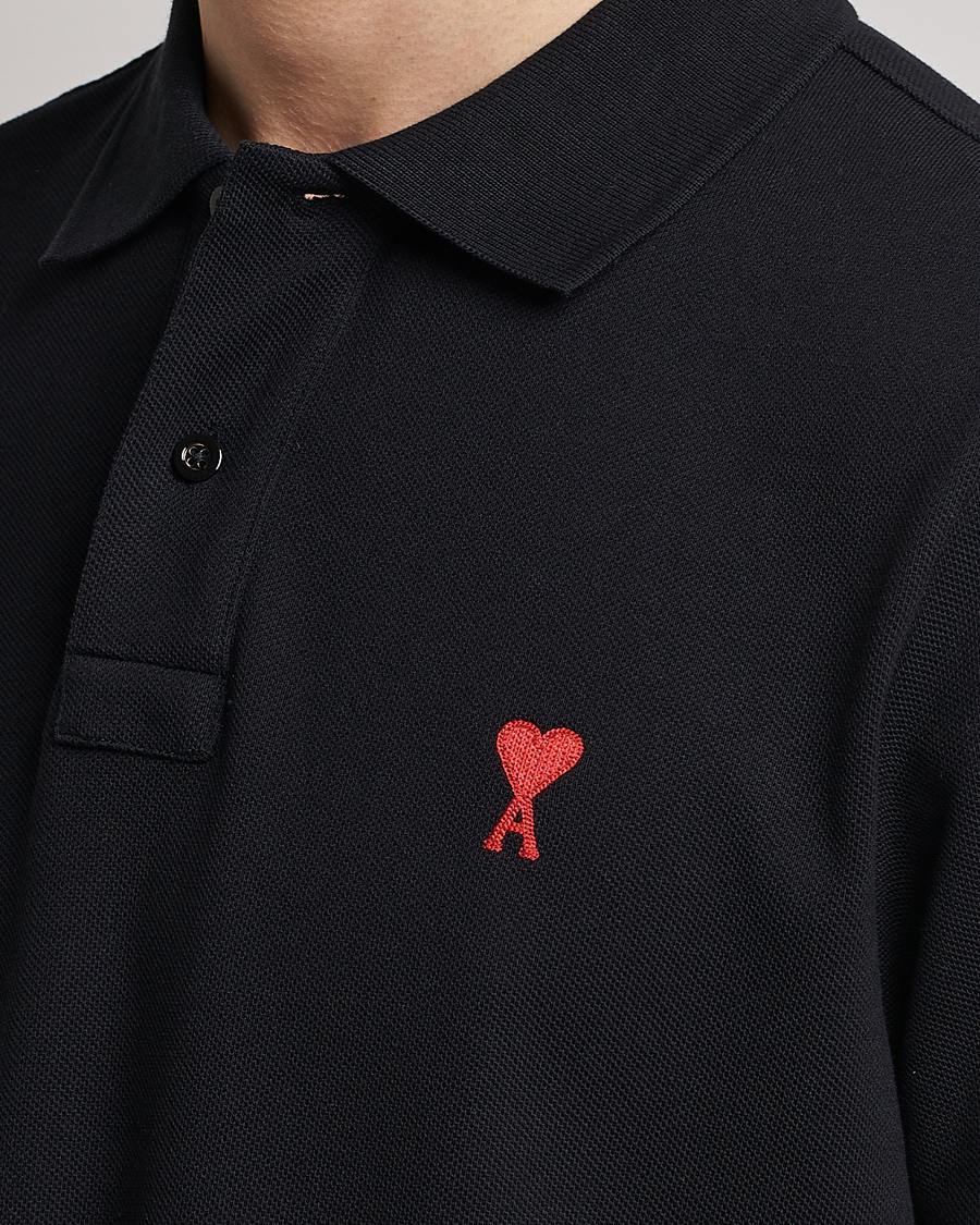 Homme | Polos | AMI | Heart Logo Piquet Polo Black