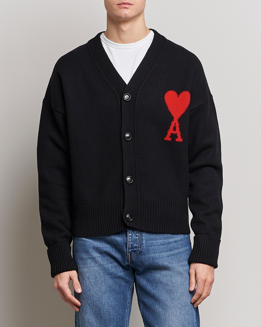 Homme | Pulls Et Tricots | AMI | Big Heart Wool Cardigan Black