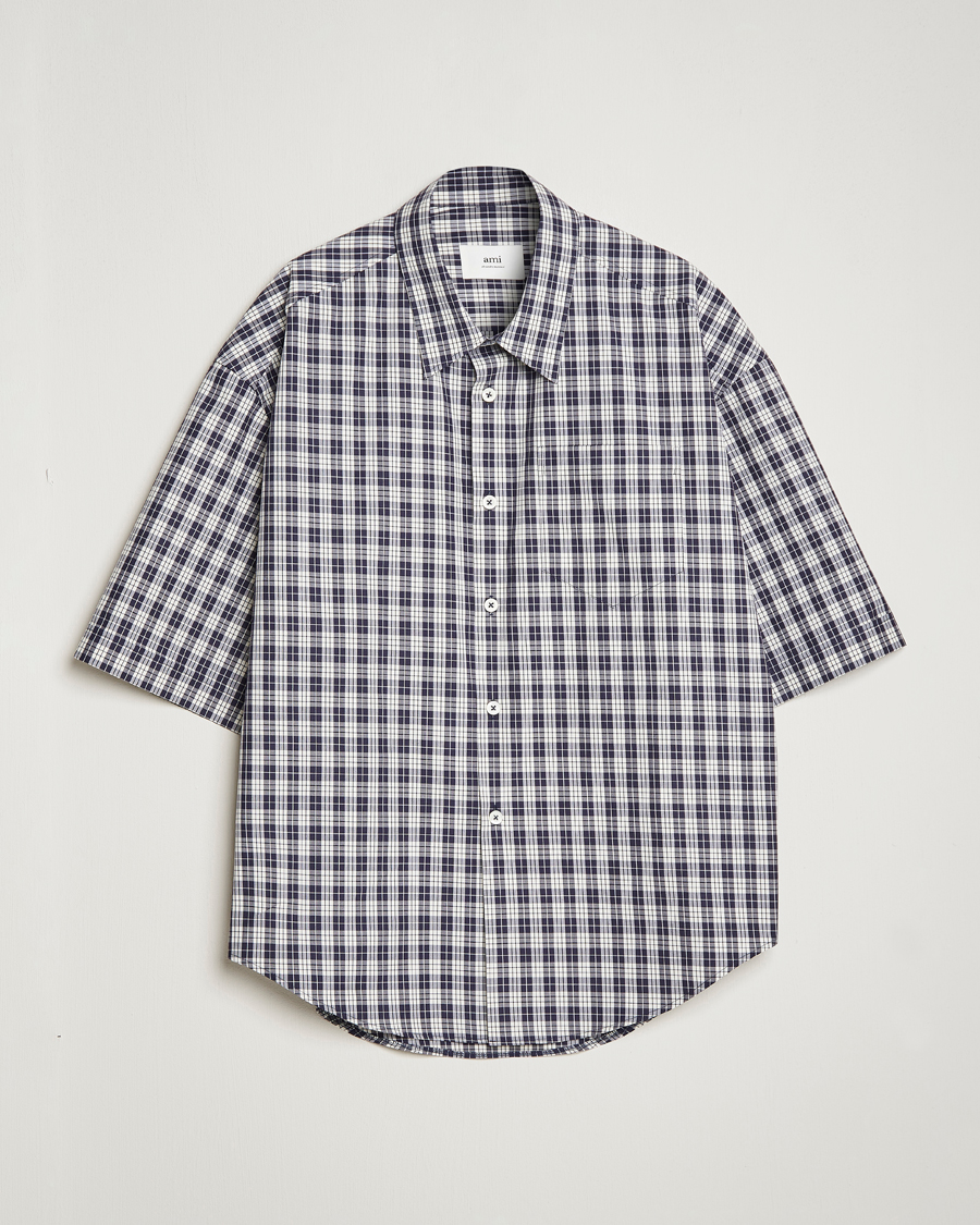 Homme | Chemises | AMI | Boxy Fit Short Sleeve Shirt Navy Check