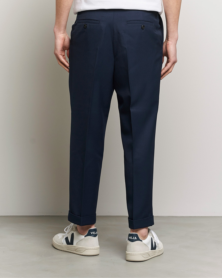 Homme | Pantalons | AMI | Wool Carrot Fit Trousers Navy